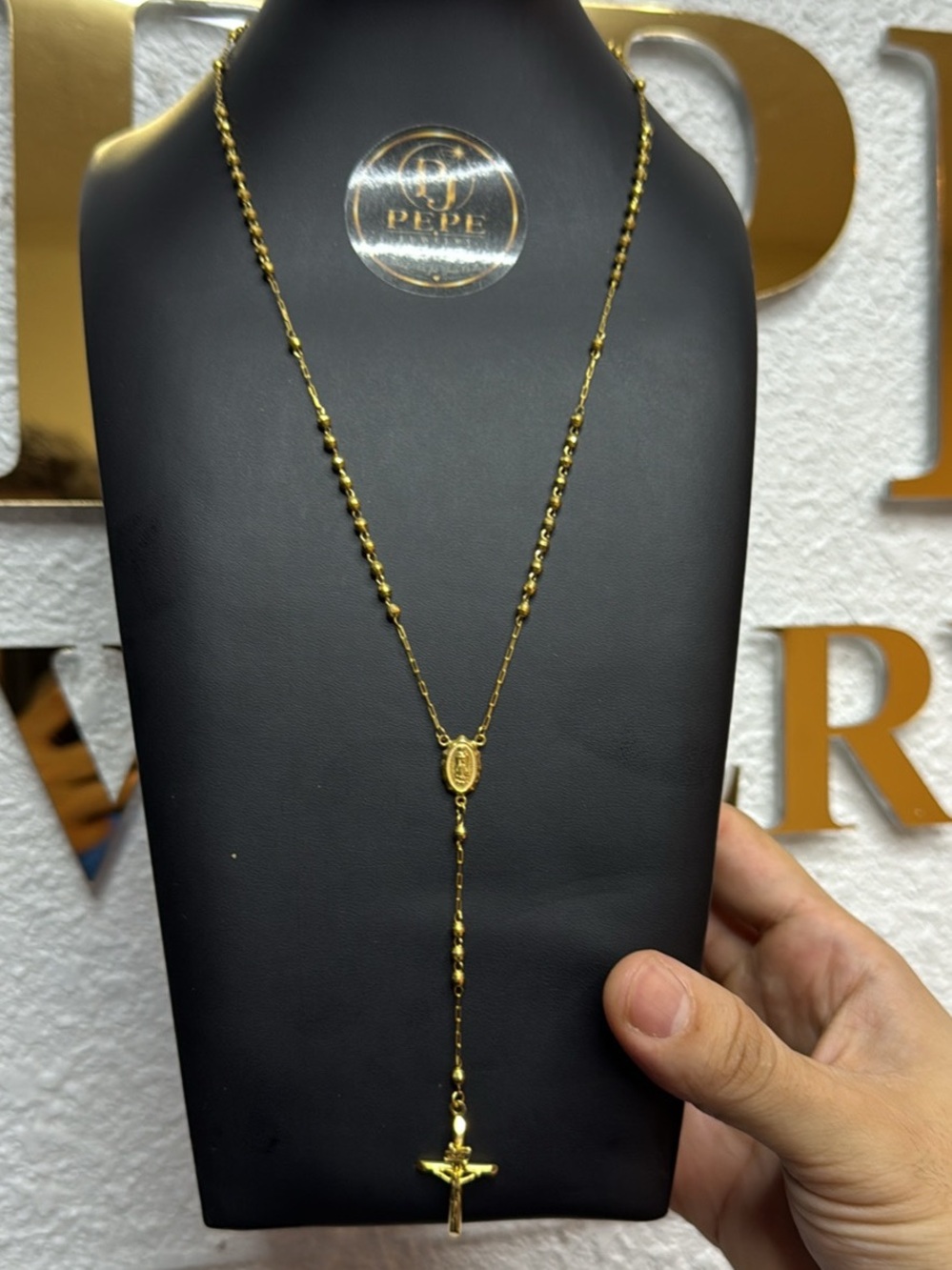 Rosario de oro real 14 k